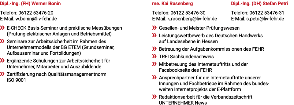 Dipl. Ing. (FH) Werner Bonin Telefon: 06122 53476 20 E Mail: w.bonin@liv fehr.de ￼ E CHECK Basis Seminar und praktisc...