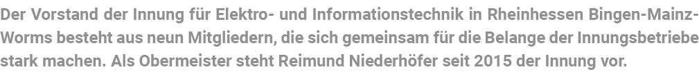 Der Vorstand der Innung f r Elektro und Informationstechnik in Rheinhessen Bingen Mainz Worms besteht aus neun Mitgli...