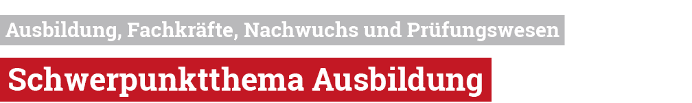  Ausbildung, Fachkr fte, Nachwuchs und Pr fungswesen Schwerpunktthema Ausbildung 