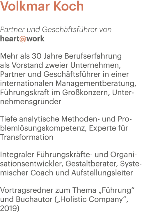 Volkmar Koch Partner und Gesch ftsf hrer von heart@work Mehr als 30 Jahre Berufserfahrung als Vorstand zweier Unterne...