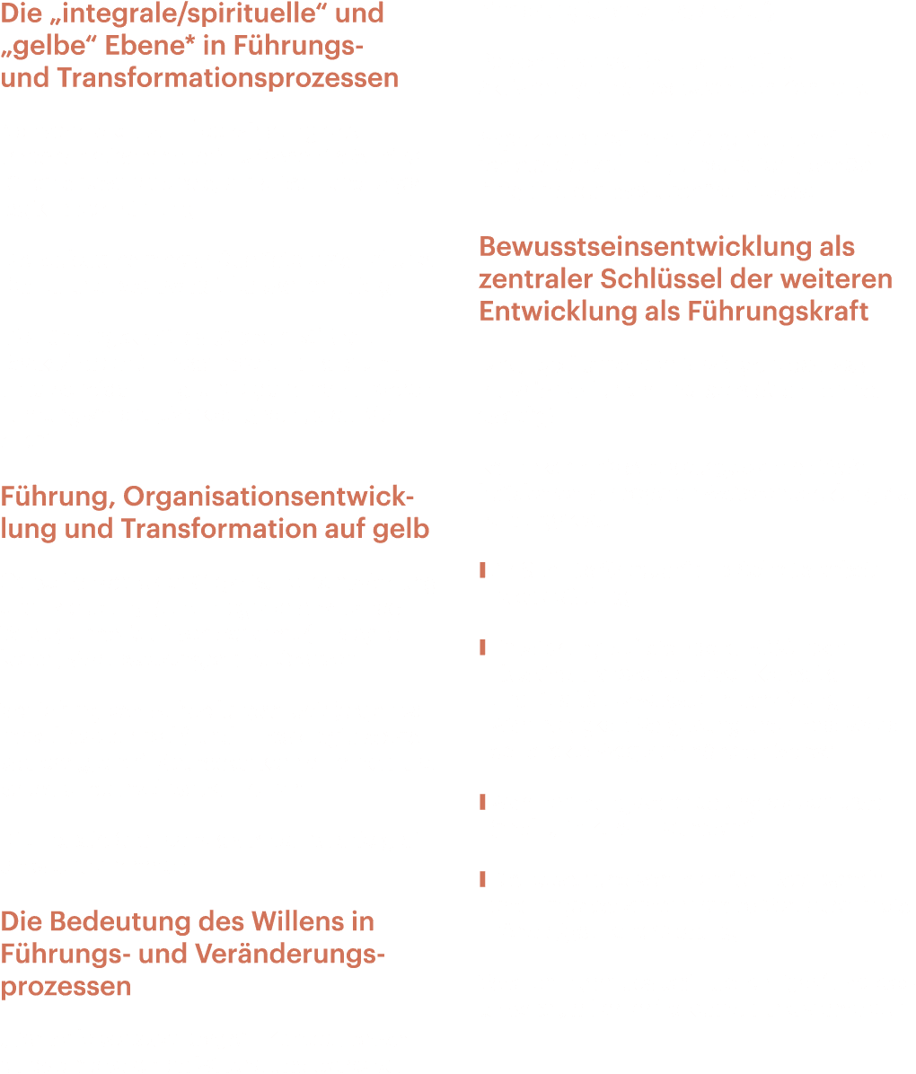 Die „integrale/spirituelle“ und „gelbe“ Ebene* in F hrungs und Transformationsprozessen Notwendigkeit zur berwindung...
