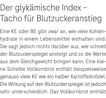 Der glyk mische Index – Tacho f r Blutzucker­anstieg Eine KE oder BE gibt zwar an, wie viele Kohlenhydrate in einem L...