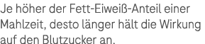 Je h her der Fett Eiwei Anteil einer Mahlzeit, desto l nger h lt die Wirkung auf den Blutzucker an. 