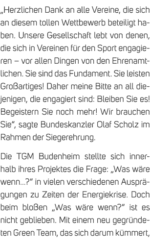 „Herzlichen Dank an alle Vereine, die sich an diesem tollen Wettbewerb beteiligt haben. Unsere Gesellschaft lebt von ...