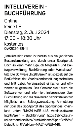 IntelliVerein Buchf hrung Online keine LE Dienstag, 2. Juli 2024 17:00 – 18:30 Uhr kostenlos OW2024 SB 11 „IntelliVer...