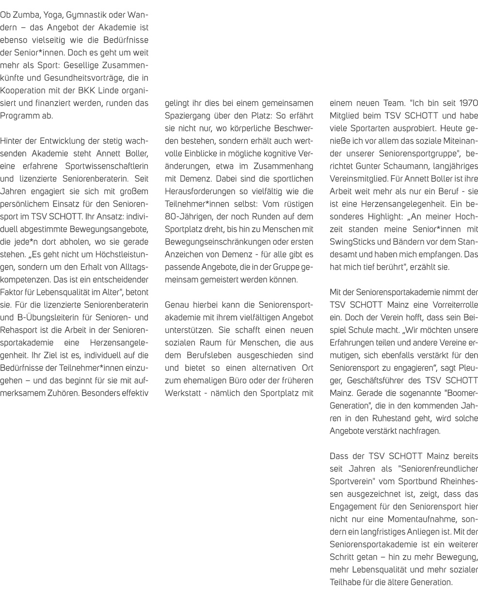 Ob Zumba, Yoga, Gymnastik oder Wandern – das Angebot der Akademie ist ebenso vielseitig wie die Bed rfnisse der Senio...