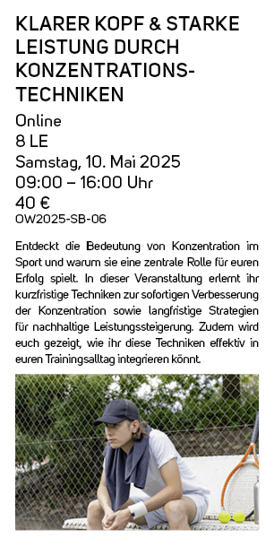 Klarer Kopf & Starke Leistung durch Konzentrations techniken Online 8 LE Samstag, 10. Mai 2025 09:00 – 16:00 Uhr 40 €...