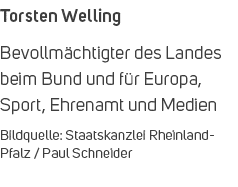 Torsten Welling Bevollm chtigter des Landes beim Bund und f r Europa, Sport, Ehrenamt und Medien Bildquelle: Staatska...