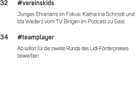 32 #vereinskids Junges Ehrenamt im Fokus: Katharina Schmidt und Ida Wederz vom TV Bingen im Podcast zu Gast 34 #teamp...