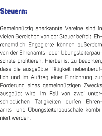 Steuern: Gemeinn tzig anerkannte Vereine sind in vielen Bereichen von der Steuer befreit. Ehrenamtlich Engagierte k n...